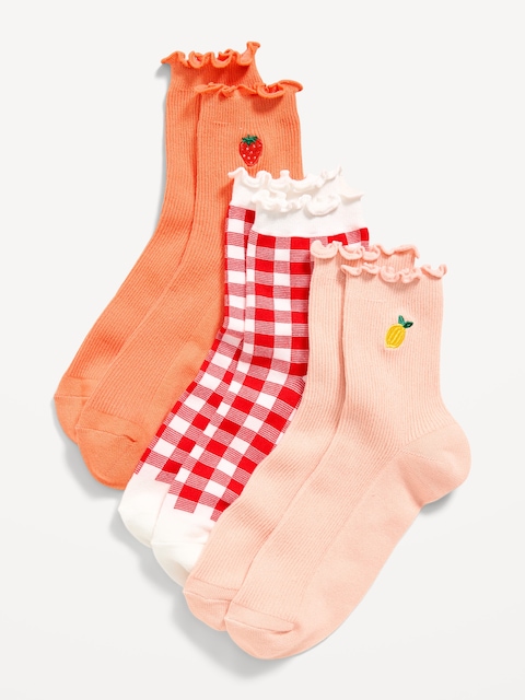 Ruffled Crew Sock 3-Pack for Women