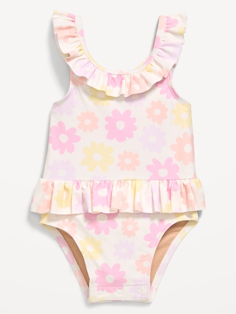 MAILLOT DE BAIN UNE-PIÈCE AVEC BORDURE À VOLANTS ET MOTIF POUR BÉBÉ