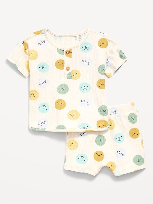 Image number 1 showing, Printed Waffle-Knit Henley Shirt and Shorts Set for Baby