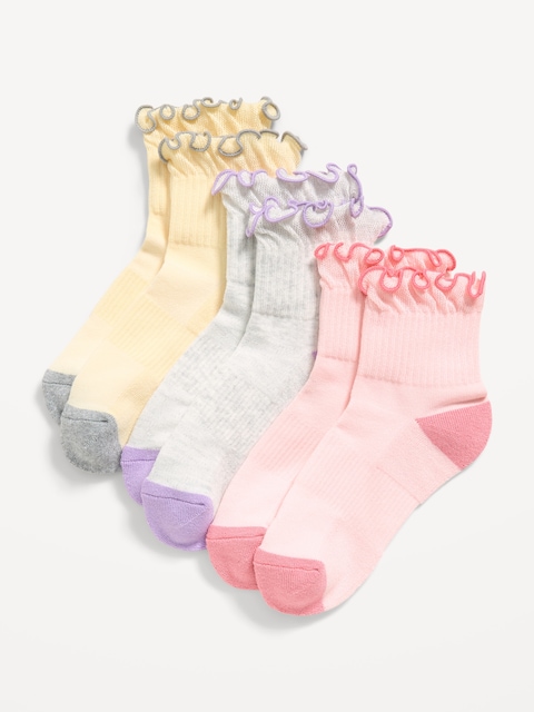 CHAUSSETTES DE SPORT À VOLANTS POUR FILLE (PAQUET DE 3 PAIRES)