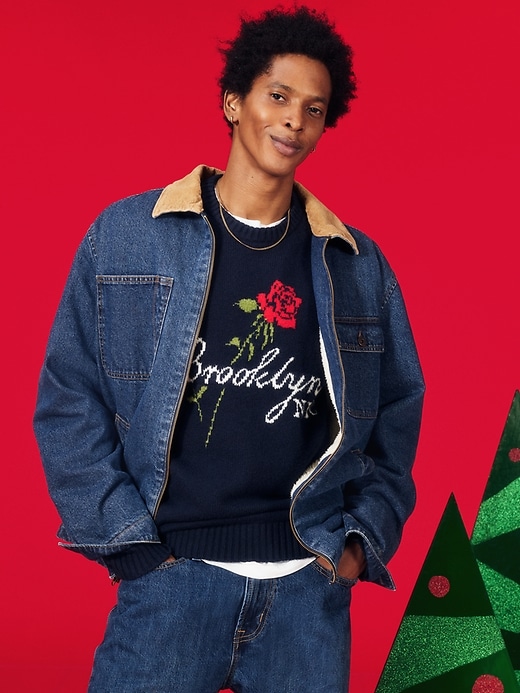 Image number 1 showing, Sherpa-Lined Workwear Zip Jean Jacket