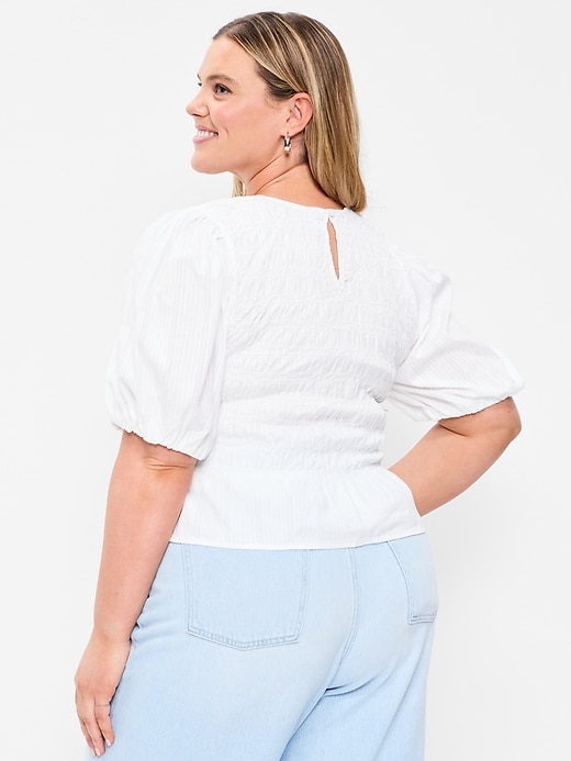 Image number 8 showing, Smocked Puff Sleeve Peplum Top