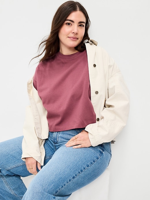 Image number 3 showing, Vintage Crew-Neck Oversized Crop T-Shirt
