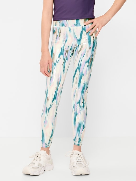Image number 1 showing, High-Waisted PowerSoft 7/8-Length Leggings for Girls