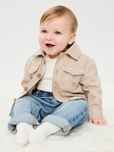 Striped Twill Shacket for Baby