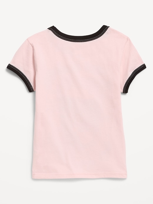 L'image numéro 3 présente T-shirt ajusté côtelé à bords contrastants à imprimé Olivia Rodrigo™ pour fille
