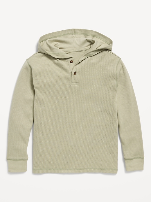 Image number 2 showing, Cozy Hooded Henley Sweater for Boys