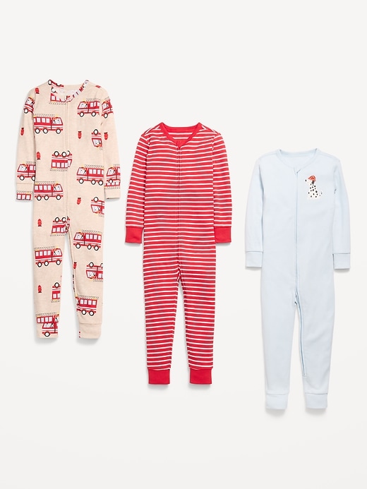 L'image numéro 2 présente Pyjama une-pièce ajusté à glissière bidirectionnelle unisexe pour tout-petit et bébé (paquet de 3)