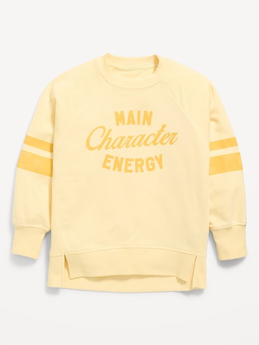 Image number 1 showing, Oversized Long-Sleeve Graphic Tunic Sweatshirt for Girls