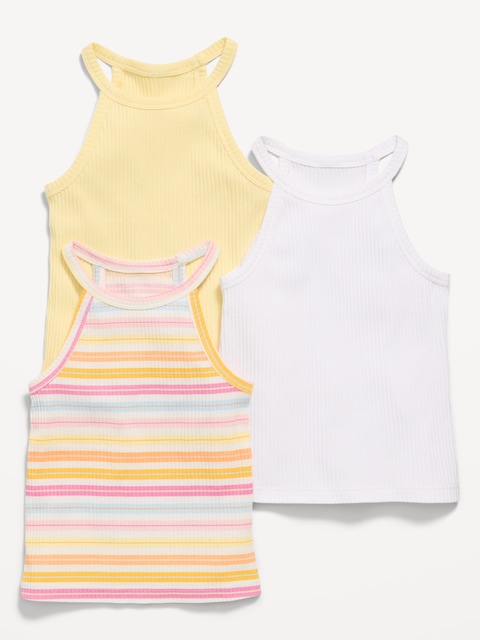 Fitted Halter Tank Tops 3-Pack for Toddler Girls