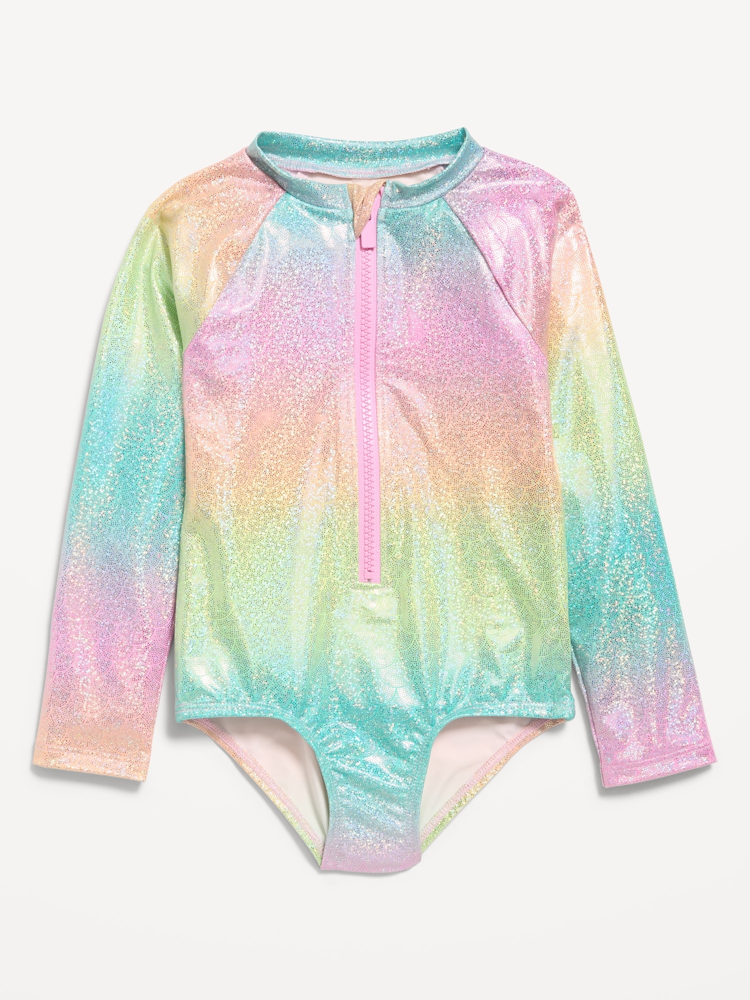 Long-Sleeve Rashguard One-Piece Swimsuit for Toddler Girls