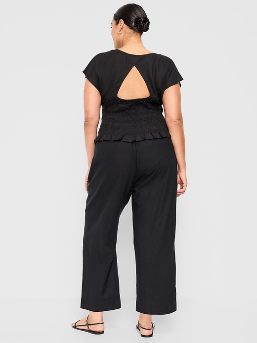 Image number 9 showing, High-Waisted Linen-Blend Straight Pants