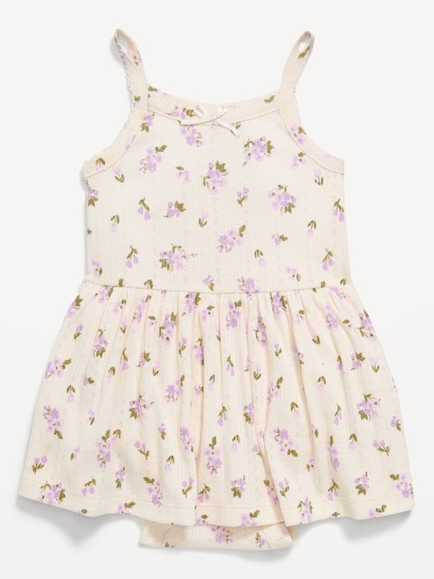 Printed Pointelle-Knit Bodysuit Dress for Baby