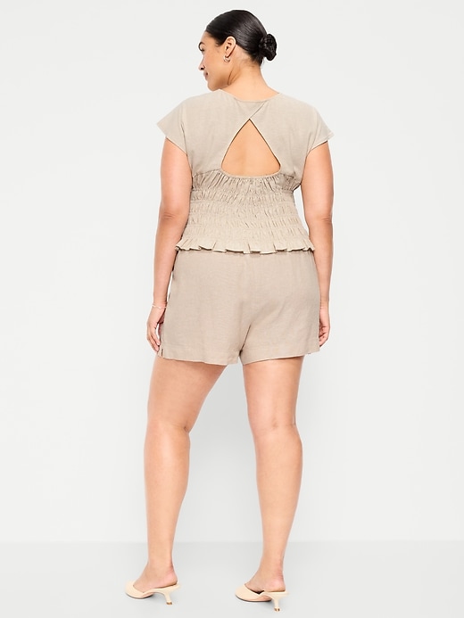 Image number 8 showing, High-Waisted Linen-Blend Shorts -- 3.5-inch inseam