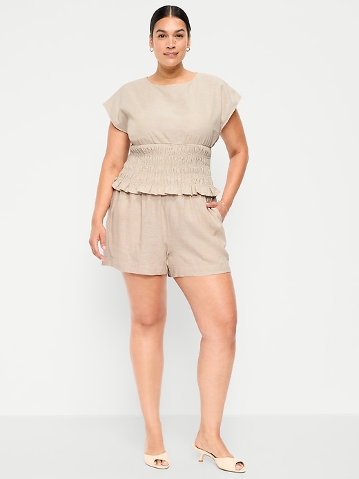 Image number 7 showing, High-Waisted Linen-Blend Shorts -- 3.5-inch inseam