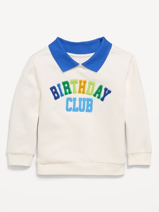 Image number 1 showing, Oversized Collared Birthday Sweatshirt for Toddler Boys
