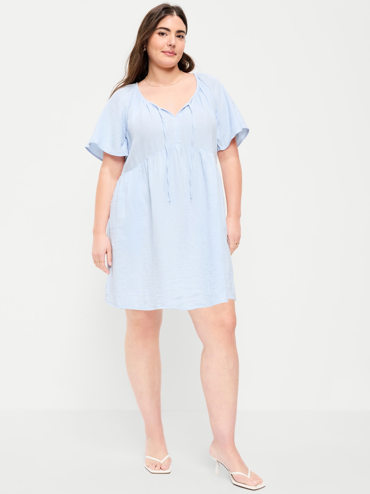 Crinkle Gauze Flutter-Sleeve Mini Swing Dress | Old Navy