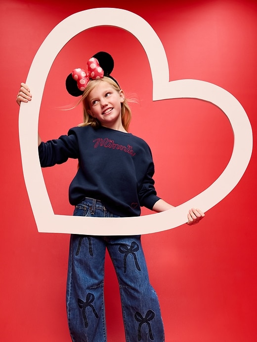 L'image numéro 1 présente Chandail long surdimensionné en coton ouaté avec imprimé brodé Minnie Mouse Old Navy x Disney pour fille