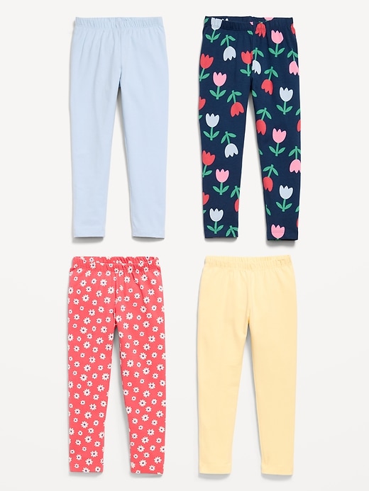 L'image numéro 2 présente Paquet de 4 leggings pleine longueur en jersey pour Toute-petite fille