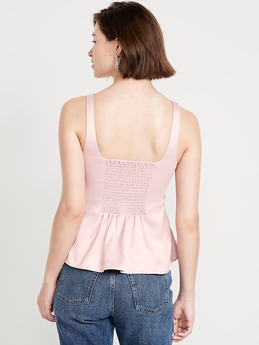 Image number 2 showing, Square-Neck Satin Peplum Top