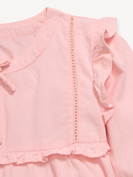 Image number 2 showing, Long-Sleeve Crinkle Lace-Trim Top for Toddler Girls
