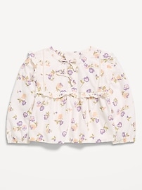 Image number 1 showing, Long-Sleeve Crinkle Lace-Trim Top for Toddler Girls