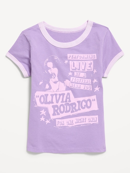 Image number 1 showing, Olivia Rodrigo™ Fitted Ribbed Ringer Graphic T-Shirt for Girls