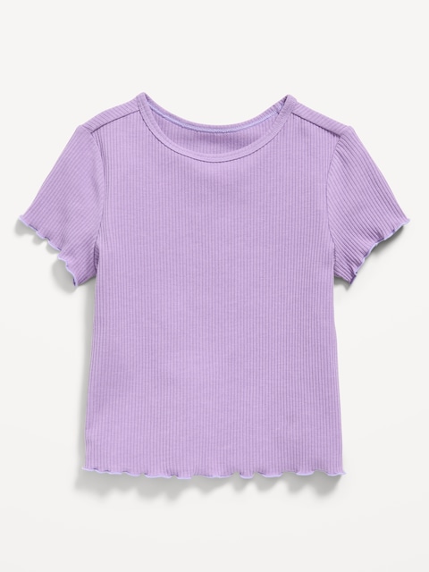 Short-Sleeve Lettuce-Edge T-Shirt for Toddler Girls