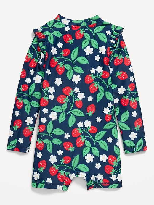 Image number 2 showing, Printed Zip-Front Rashguard Romper Swimsuit for Toddler & Baby