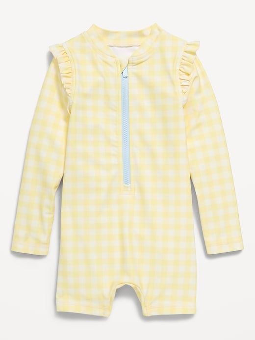 Image number 1 showing, Printed Zip-Front Rashguard Romper Swimsuit for Toddler & Baby