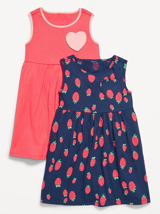 Image number 1 showing, Sleeveless Heart-Pocket Dress 2-Pack for Toddler Girls