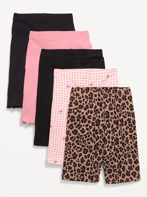 Long Biker Shorts Variety 5-Pack for Girls
