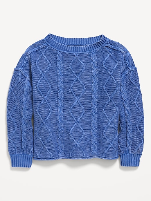 Image number 2 showing, Oversized Long-Sleeve Cable-Knit Sweater for Girls