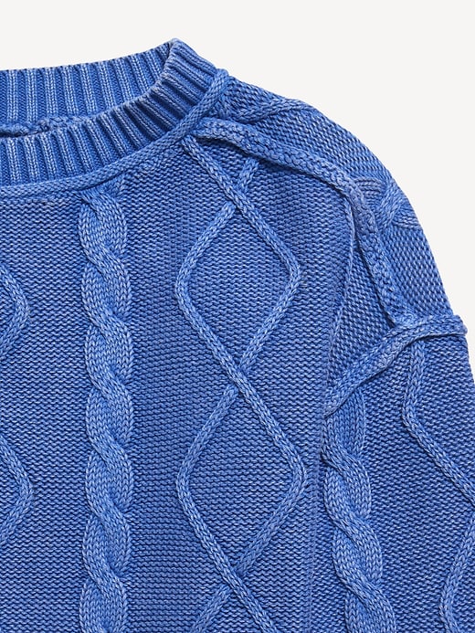 Image number 4 showing, Oversized Long-Sleeve Cable-Knit Sweater for Girls