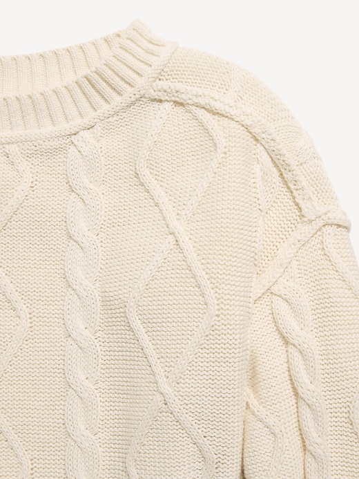 Image number 4 showing, Oversized Long-Sleeve Cable-Knit Sweater for Girls