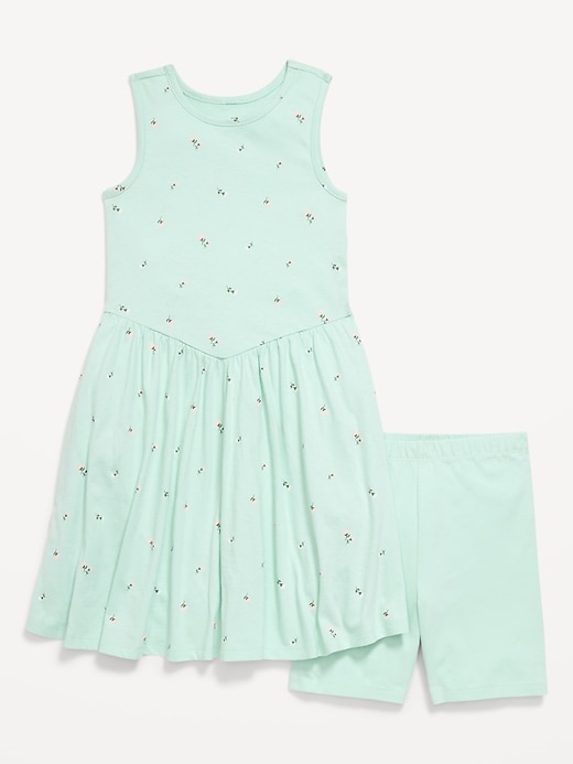 Image number 1 showing, Sleeveless Fit and Flare Dress & Biker Shorts Set for Girls
