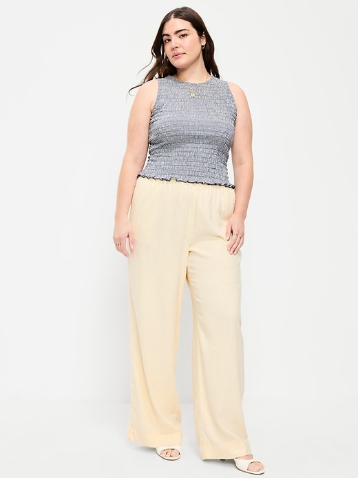 Image number 5 showing, High-Waisted Linen-Blend Wide-Leg Pants