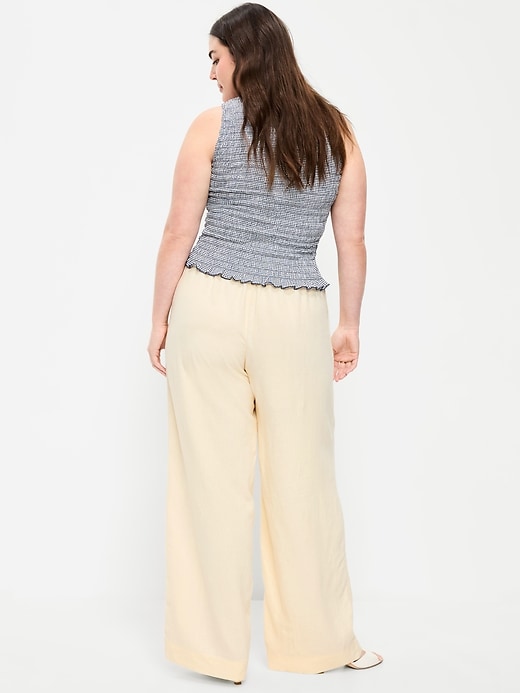 Image number 6 showing, High-Waisted Linen-Blend Wide-Leg Pants
