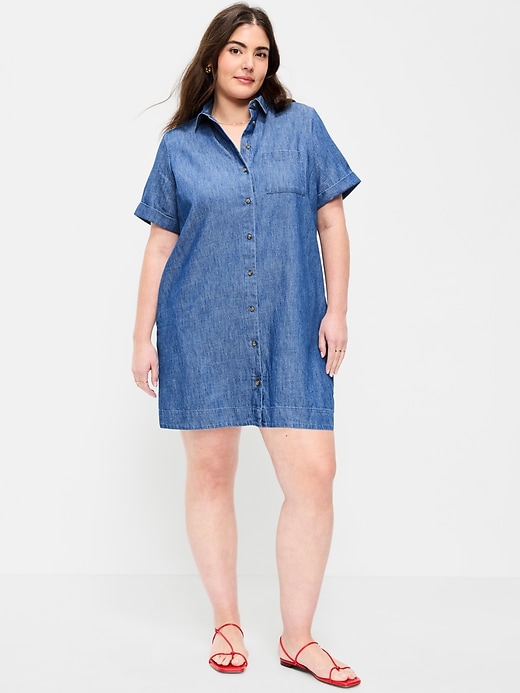 Image number 7 showing, Short-Sleeve Mini Shirt Dress