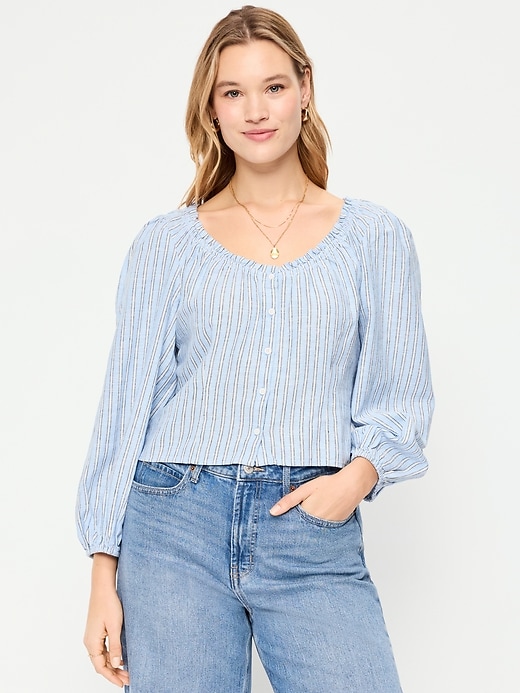 Image number 5 showing, Long-Sleeve Button-Down Top