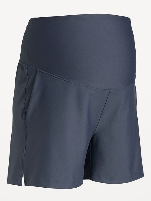 Image number 4 showing, Maternity Rollover-Waist PowerSoft Shorts -- 5-inch inseam