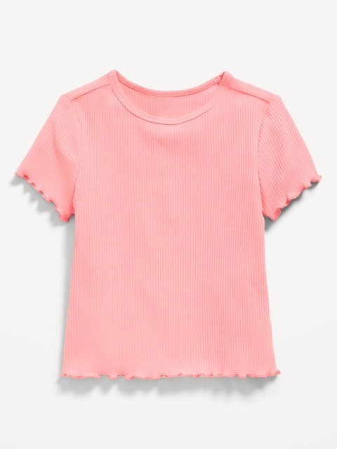 Short-Sleeve Lettuce-Edge T-Shirt for Toddler Girls