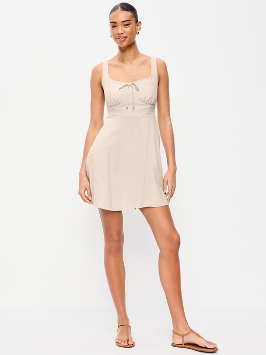 Image number 1 showing, Fit & Flare Linen Mini Dress