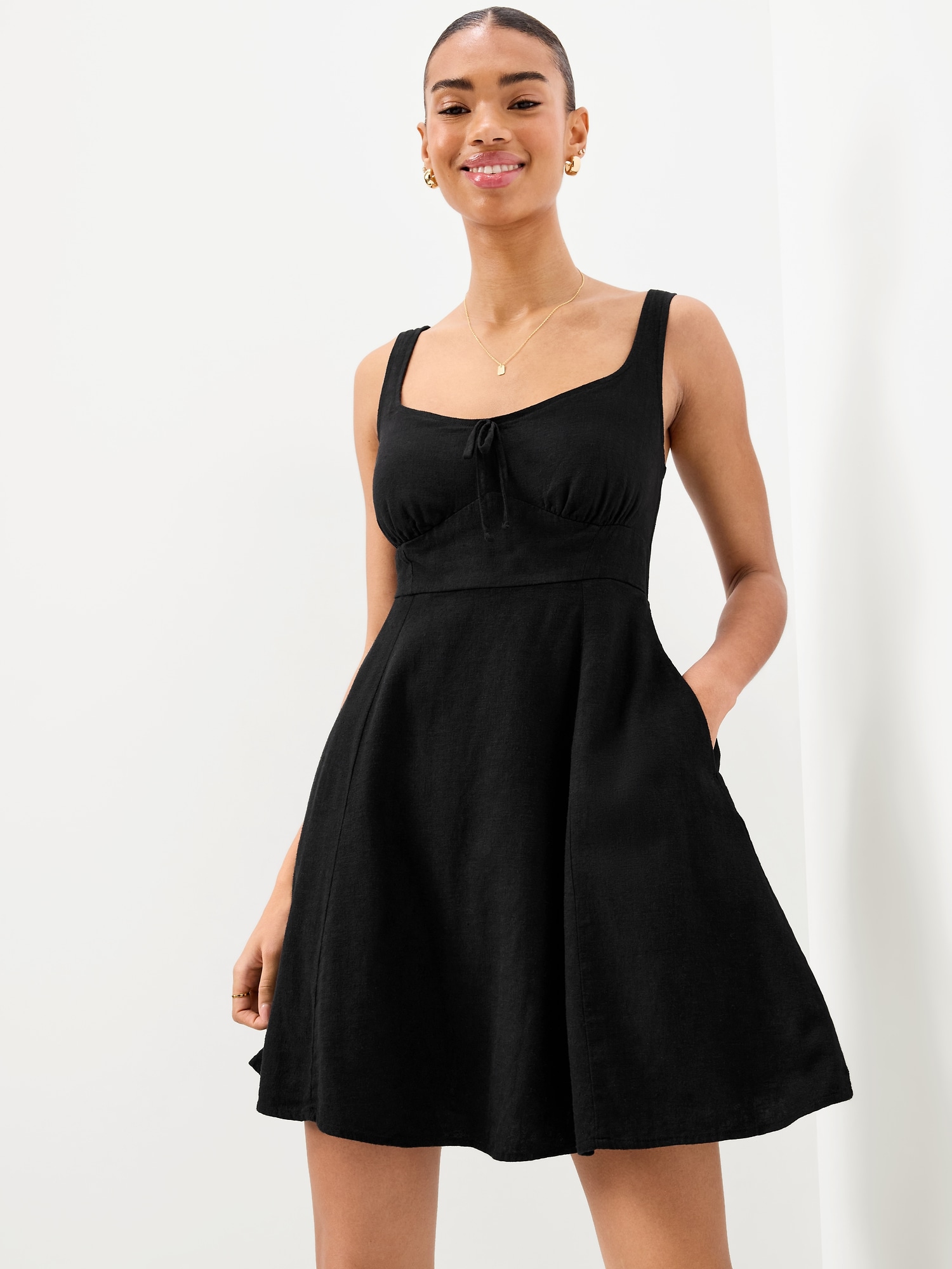 Fit & Flare Linen Mini Dress | Old Navy