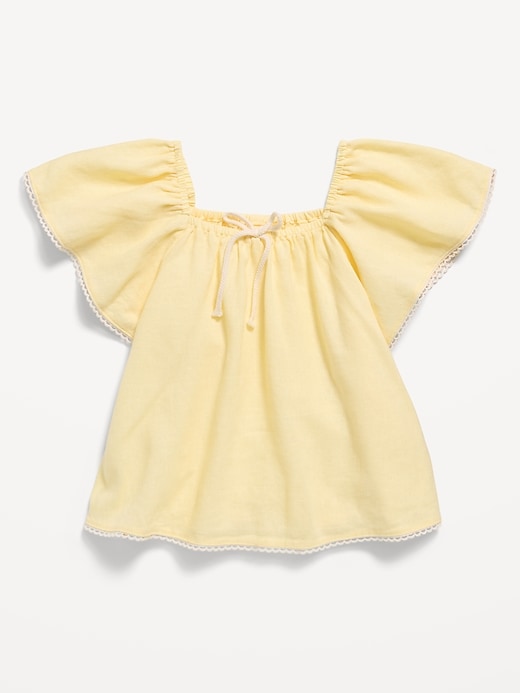 Image number 1 showing, Short-Sleeve Linen-Blend Top for Toddler Girls