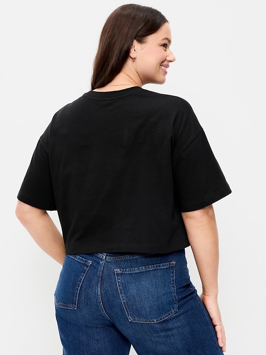 Image number 6 showing, Vintage Crew-Neck Oversized Crop T-Shirt