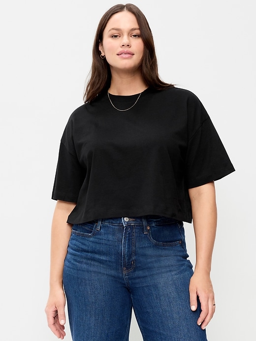 Image number 5 showing, Vintage Crew-Neck Oversized Crop T-Shirt