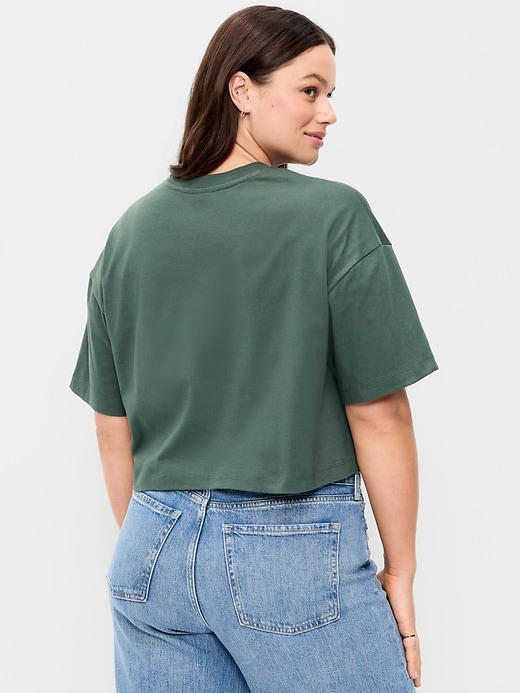 Image number 6 showing, Vintage Crew-Neck Oversized Crop T-Shirt
