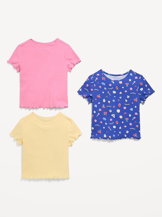 Image number 2 showing, Short-Sleeve Lettuce-Edge T-Shirt 3-Pack for Toddler Girls