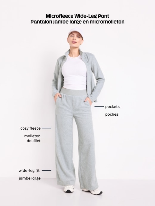 L'image numéro 9 présente Pantalon en micromolleton à jambe ultra-large à taille très haute